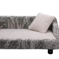 Canapé-lit surélevé carré pour animaux de compagnie, doublure moelleuse confortable avec coussin assorti, canapé de luxe pour animaux de compagnie