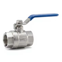 Válvulas de bola de acero inoxidable 316 de 2 vías con rosca NPT hembra, PN16 DN25 1" de paso completo, operación manual para agua, aceite y gas