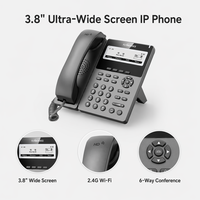 Téléphone IP d'entreprise Flyingvoice P22P, écran large 3,8 pouces, Wi-Fi 2,4G, PoE, USB 2.0, SIP 2.0, 2 lignes SIP, conférence 6 voies, casque HP200