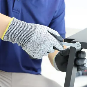 HPPE iplik örme siyah PU kesim dayanıklı üretici el koruma iş güvenliği eldiveni