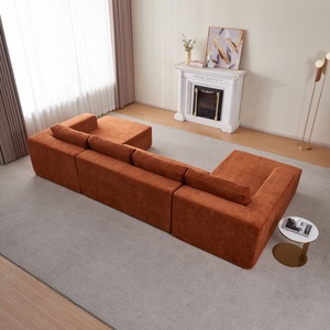 <span class=keywords><strong>Canapé</strong></span> sectionnel en velours côtelé terracotta en forme <span class=keywords><strong>de</strong></span> U, 6 places, <span class=keywords><strong>canapé</strong></span> lounge surdimensionné avec coussins décoratifs pour le salon - Product Image 2