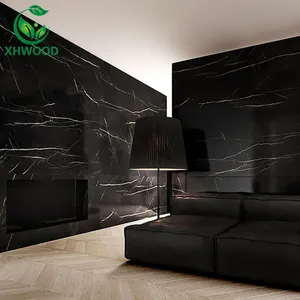 Hoge Glanzende Zwarte Pvc Marmeren Plaat Voor Interieur Wanddecoratie Goede Kwaliteit Uv Marmer