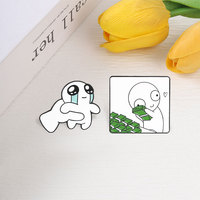 Broche en émail TBH Autisme : Créature câlinante avec motif 'Money' et expression pleurante mignonne, style Meme, pour sac, bijou amusant, cadeau