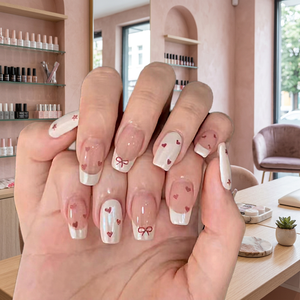 Faux Ongles Carrés Courts Moyens en ABS à Couverture Complète avec Logo Personnalisé, 24 Pièces, Design Cœur d'Amour de Haute Qualité, Ongles à Presser pour Doigts, Vente en Gros - Product Image 3
