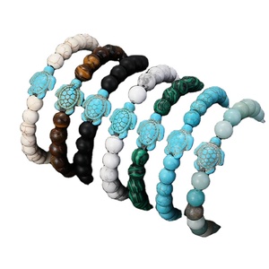 Classique 8mm Oeil de Tigre Turquoise Lave Perlé Pierre Naturelle Tortue pour Bracelet Élastique Mer Plage Tortue Charme pour Femmes Hommes - Product Image 3