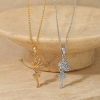 Collier FashionWoman Ailes de Fée Danseuse, Luxe Exquis, Plaqué Argent, Sertissage Clos, Acier Inoxydable