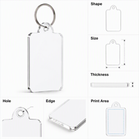 Porte-clés personnalisés en acrylique vierges pour hôtels, étiquettes à imprimer UV avec options de numéros, trous et formes – Vente en gros