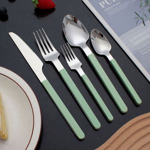 410 Stainless Steel Modern Minimalist <b>Mirror</b> Polished Portable Custom Logo Knife Fork Spoon French Studless <b>Clip</b> Handle Set - Product Image 5