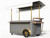 Mini Foodcourt Écologique en Acier Galvanisé – Kiosque Mobile Conteneurisé sur Remorque à 4 Roues pour Usage Extérieur, Bar à Domicile ou Parc