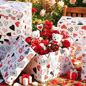 Cajas de Regalo con Estampado de Corazón <span class=keywords><strong>para</strong></span> el Día de San Valentín, con Tapa y Cinta, <span class=keywords><strong>para</strong></span> Regalos de San Valentín, Aniversarios, Recuerdos de Fiesta Nupcial (Blanco) - Product Image 4