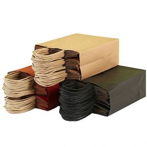 Sacs de courses en papier kraft écologiques et recyclables à prix promotionnel, logo personnalisable, impression flexo, emballage alimentaire, pizza, salade - Product Image 2