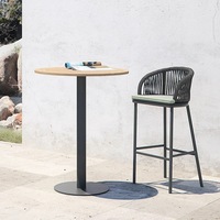 Chaise haute de bistrot d'extérieur empilable en corde tressée, tabouret de bar d'extérieur en aluminium et corde
