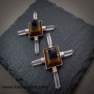 Cruz de Cuarzo Cristalino Tallada a Mano con Alambre de Plata, Generador de Energía, Artículo Decorativo para Sanación Reiki - Product Image 3