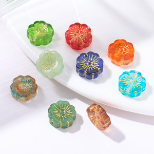 Flower Glass <b>Beads</b> Crystal Lampwork Gold Painted For Jewelry Making DIY Bracelets Necklaces Accessories Wholesale - Product Image 4