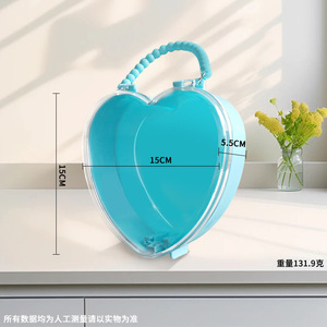 Heart-Shaped Storage <b>Box</b> For Kids Jewelry Hair Accessory Makeup Organizer Pink <b>Red</b> Sky Blue Transparent Pink Covered - Product Image 4