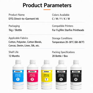 Encre textile DTG CMYK blanche de qualité supérieure 1L pour <span class=keywords><strong>imprimante</strong></span> grand format Direct to Garment avec tête d'impression Starfire Fujifilm SG600 - Product Image 4