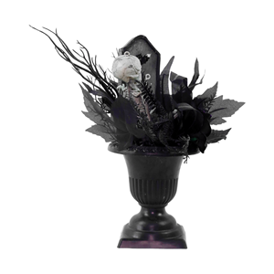 Decorazioni da Tavolo per Halloween Nere di ER Factory, Fiori Artificiali per Interni, Decorazioni con Scheletri e Lapidi - Product Image 4