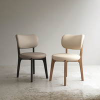 Chaise de salle à manger nordique en laine PU avec pieds en bois, dossier moderne et design simple pour la maison, le restaurant et l'hôtel