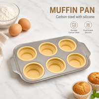 Moule à cupcakes 6 cavités, en acier au carbone durable et silicone, pour la pâtisserie maison