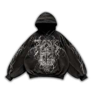 Sweat à capuche oversize pour homme, style streetwear, délavé à l'acide, nouvelle mode, 100% coton avec impression de logo personnalisé, automne - Product Image 1