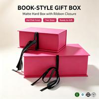 Boîte cadeau magnétique rigide écologique recyclée personnalisée Forest Packing, style livre, ruban rose mat, pour bijoux, boîte de la Saint-Valentin