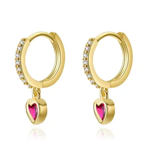 Dortnover Non Tarnish Silver Heart Unique Earrings Women Zircon Hoop Earrings 18k Gold Earrings Collection