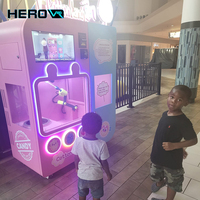 HEROVR Máquina de algodón de azúcar dulce Máquina expendedora móvil multilingüe en centro comercial