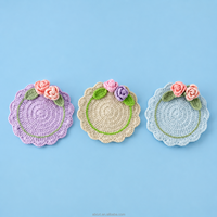 Sous-verre floral résistant à la chaleur, décoration d'intérieur, sous-verre en crochet tricoté à la main en forme de rose
