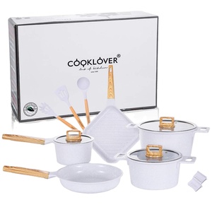 Healthy & Safety Sartén de aluminio de nuevo diseño con mango de cubierta de madera Juego de utensilios de cocina antiadherentes para cocinar por inducción - Product Image 2