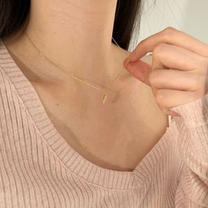 Dylam เครื่องประดับขนาดเล็กเสน่ห์ดี14K ชุบทองแพ้ง่าย925เงินเชื่อมโยงโซ่ขนมปังสร้อยคอสำหรับชีวิตประจำวัน - Product Image 2