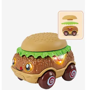 diy montage hamburger auto elektrische cartoon hot dog auto zurückziehen aufnahmefunktion hamburger auto mit licht und musik