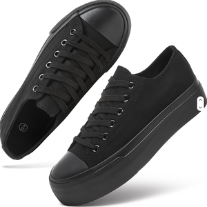 <span class=keywords><strong>Scarpe</strong></span> da Passeggio Vulcanizzate <span class=keywords><strong>in</strong></span> <span class=keywords><strong>Tela</strong></span> Nere e <span class=keywords><strong>Bianche</strong></span> alla Moda, Comode e Antiscivolo da Donna, a Taglio Basso, per Primavera Autunno Inverno - Product Image 3