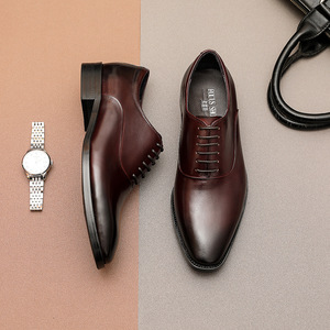 Chaussures de sport de marche pour hommes luxueux personnalisé en cuir véritable affaires formel mariage à lacets - Product Image 5