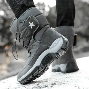 Botas de nieve impermeables para hombre y mujer, zapatos cálidos con forro polar grueso de alta calidad, de algodón y piel, para invierno, 2023