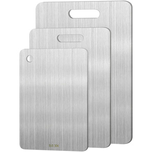 Planche à découper multifonctionnelle en acier inoxydable de style moderne 201, antidérapante, compatible lave-vaisselle, ustensile de cuisine - Product Image 1