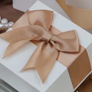 Custom Logo French <b>Champagne</b> Gold Paper Lid & Base Jewelry Storage <b>Box</b> with Bowknot - Product Image 2