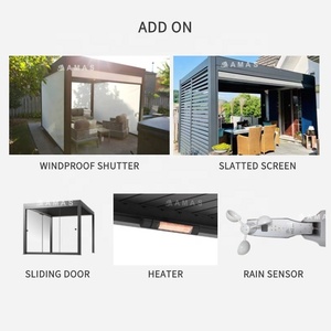 Amas Bioclimatic <span class=keywords><strong>Toit</strong></span> véranda motorisé en aluminium pour jardin extérieur Pergola étanche Persiennes réglables Pavillon Gazebo à LED - Product Image 4