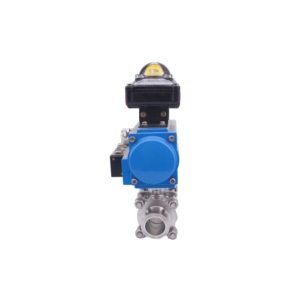 Vanne à boisseau sphérique pneumatique sanitaire en acier inoxydable de haute qualité, 3 pièces, pour installation rapide d'eau, Vanne à boisseau sphérique sanitaire en acier inoxydable à 3 voies - Product Image 1