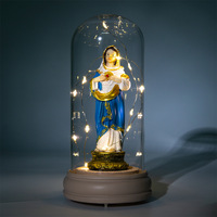 Figurines de la Vierge Marie avec lumière, croix de Jésus, crèche catholique, cadeau artisanal en résine, décoration de la maison
