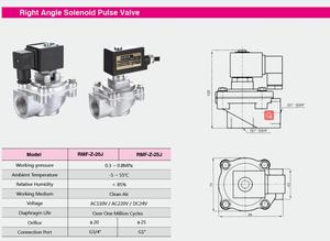 Chất lượng cao góc bên phải Xung máy bay phản lực van túi lọc màng khí nén xung điện từ van bụi thu xung van - Product Image 3
