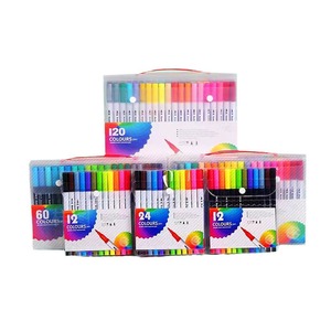 Útiles escolares Pluma de pincel de acuarela Personalizada 12-120 colores Juego de rotuladores de pincel de doble punta Marcador de Arte de colores Fineliner Pluma de color - Product Image 5