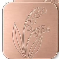 Étiquette autocollante en alliage d'aluminium carrée arrondie pour parfum, décalcomanie métallique auto-adhésive, or rose brossé gravé, emballage Lys du Vallon