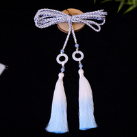 Hanfu Palace trenza cuello redondo bata cintura cuerda viento antiguo flecos falda cinturón tejido a mano accesorios de ropa colgante