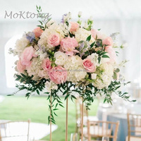 Großhandel Rosa Kunstblumen-Tischläufer, Seiden-Mischblumen aus Lilien & Rosen für Garten, Hochzeitsempfang, Hotel-Tischdekoration