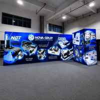 Stand d'exposition modulaire en profilé aluminium de 8 m (26 pi) avec éclairage LED, espace de rangement et porte, pour bannières de salon professionnel