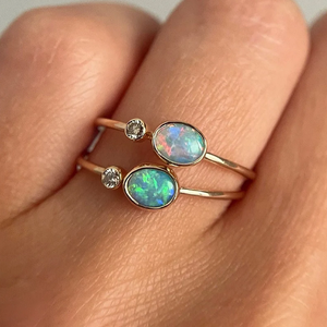 Anillos Delicados de Circonita, Ópalo de Fuego <span class=keywords><strong>Azul</strong></span> Blanco Místico, Anillos de Plata de Ley 925 para Mujeres y Niñas - Product Image 5