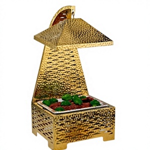 Calentador de Alimentos de Acero Inoxidable de Alta Gama con Tapa Dorada Martillada, 6L, a Base de Alcohol, para Hoteles y Restaurantes de Lujo, para Chefs Ejecutivos - Product Image 1