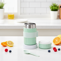 Portable 400ml isolé sous vide en acier inoxydable boîte à lunch Double paroi pot stockage chauffant soupe tasse ensemble pour cuisine utilisation extérieure