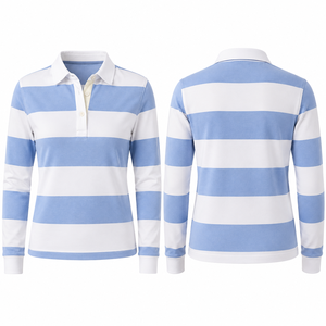Polos pour femmes à manches longues, chemise polo rayée à manches longues pour femmes, UPF 50+, respirante, haut décontracté pour le golf - Product Image 2