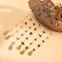 Cadena de Tobillo de Acero Inoxidable Estilo Playa a la Moda, Tobilleras con Piedras Coloridas para Mujer
